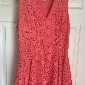 LC Lauren Conrad Pink Sleeveless V-Neck A-Line Midi Dress